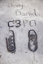 Anthony Daniels C3PO footprints in Hollywood.