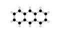 anthracene molecule, structural chemical formula, ball-and-stick model, isolated image polycyclic aromatic hydrocarbon