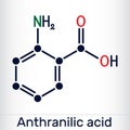 Anthranilic acid molecule. It is aminobenzoic aromatic acid. Skeletal chemical formula. Vector