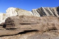 Anthropocene. Industrial sediments layer in the foreground again