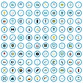 100 anthropogenic icons set, flat style Royalty Free Stock Photo