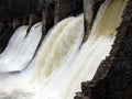 Anthropogenic waterfall in satka river Royalty Free Stock Photo