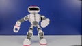 Anthropoid robot is dancing in laboratory