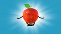 Anthropomorphic apple meditates in the air