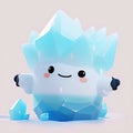 anthropomorphic cartoon iceberg with a cute and friendly design on an isolated background