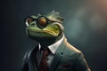 Anthropomorphic chameleon businessman. Generate Ai Royalty Free Stock Photo