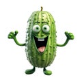 An anthropomorphic character in the form of a cucumber with big eyes