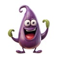 An anthropomorphic character in the form of an eggplant
