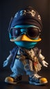 Anthropomorphic cute and adorable charming smiling pirate duck wearing glasses and Chuck Taylor sneakers, AI Generative