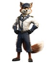 An anthropomorphic fox in a police uniform. Anthropomorphic animals