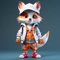 Colorful Cartoon Fox In Street Style - 3d Illustration