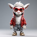 Kawaiipunk Goat In Sunglasses And Shorts - 3d Render