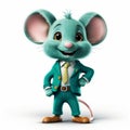Anthropomorphic Mouse In Stylish Blue Suit A Playful And Vibrant Character