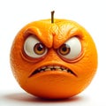 Angry Orange Fruit Character with Furious Face Expression Royalty Free Stock Photo