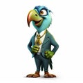 Anthropomorphic Parrot In Business Suit: Hiperrealistic Cartoon Illustration