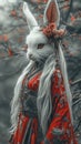 anthropomorphic of rabbit wearing ancient chinese hanfu dress