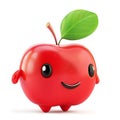 Anthropomorphic red apple with eyes and a leaf