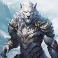 Anthropomorphic Silver Lion God - Dnd 5e Digital Painting Royalty Free Stock Photo