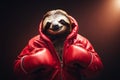 Anthropomorphic sloth character with red boxing gloves, generative ai