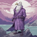 Anthropomorphic Violet Seagull God - Dnd 5e - Cliff Chiang Style