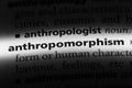 Anthropomorphism word in a dictionary. anthropomorphism concept.