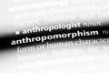 Anthropomorphism word in a dictionary. anthropomorphism concept.