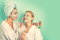 Anti age mask. Stay beautiful. Skin care for all ages. Women having fun cucumber skin mask. Relax concept. Beauty begins Royalty Free Stock Photo