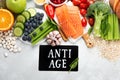 Anti Aging foods on light background Royalty Free Stock Photo