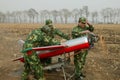 Anti-aircraft artillery aeromodelling group training Royalty Free Stock Photo