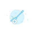 Anti-aircraft gun flat vector icon. Filled line style. Blue monochrome design. Editable stroke Royalty Free Stock Photo