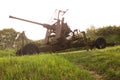 Anti-aircraft gun of the second world war now in disuse and placed in the former military barracks of strong marghera today meetin Royalty Free Stock Photo