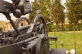 Anti-aircraft gun of the second world war now in disuse and placed in the former military barracks of strong marghera today meetin Royalty Free Stock Photo