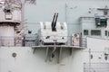 Anti aircraft guns at HMS Belfast battleship in London, the UK Royalty Free Stock Photo