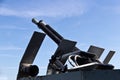 Anti-aircraft machine gun on a navy ship Royalty Free Stock Photo