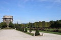 Anti aircraft tower Flakturm in Augarten park landscape