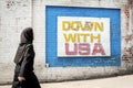 Anti american propaganda mural on tehran street iran