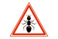 Anti ant sign for insecticide. Pest control sign. Warning sign ant`s. Signs prohibition insects Royalty Free Stock Photo
