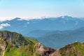 Anti-avalanche cannon and meteorological station at the top of a mountain range Royalty Free Stock Photo