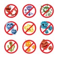 Anti bacteria and germs vector signs set