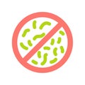 Anti bacteria no clean prohibition single isolated icon with flat style