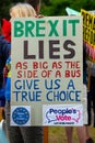 Anti-Brexit campaign posters & banners at the March For Change protest demonstration.