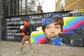 Anti Brexit graffiti in East London against the wall that it will represent