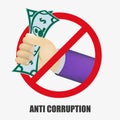 Anti Corruption concept. Man gives an envelope with money another man. Businessman giving a bribe. Cash in hands of businessmen