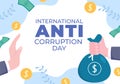 Anti Corruption Day Which is Commemorated Every 9 December for Tell the Public to Stop Give Money with a Prohibition Sign in Flat