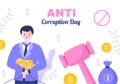 Anti Corruption Day Which is Commemorated Every 9 December for Tell the Public to Stop Give Money with a Prohibition Sign in Flat