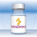 Anti Covid-19 vaccine vial with AstraZeneca label, vector illustration