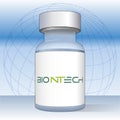 Anti Covid-19 vaccine vial with Biontech label