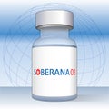 Anti Covid-19 vaccine vial with Soberana02 label, Cuba