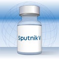 Anti Covid-19 vaccine vial with Sputnik V label, vector illustration