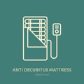 Anti decubitus, pressure ulcers mattress icon, line logo. Flat sign for ergonomic healthy sleeping